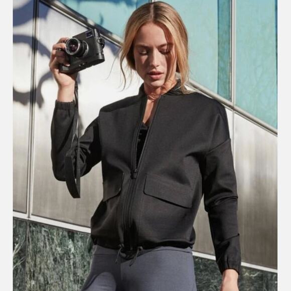 Banana Republic Standard Neoprene Bomber Scuba Jacket Black Medium - Picture 1 of 10